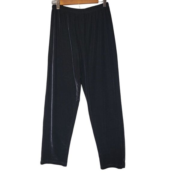 Susan Miller Velour Pants Womens 26X29 Pull On Stretch Waist Straight Leg Black - Picture 1 of 9